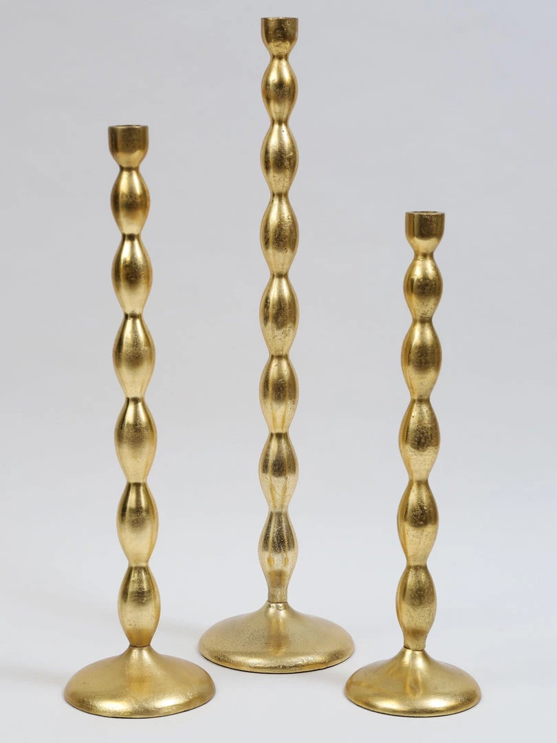 Inspire Me! Home Decor Gold Bead Floor Candle Stick (3 Sizes)