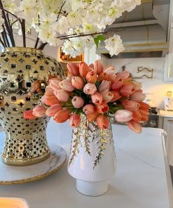 Inspire Me! Home Decor 15" Real Touch Peach Tulip Bundle