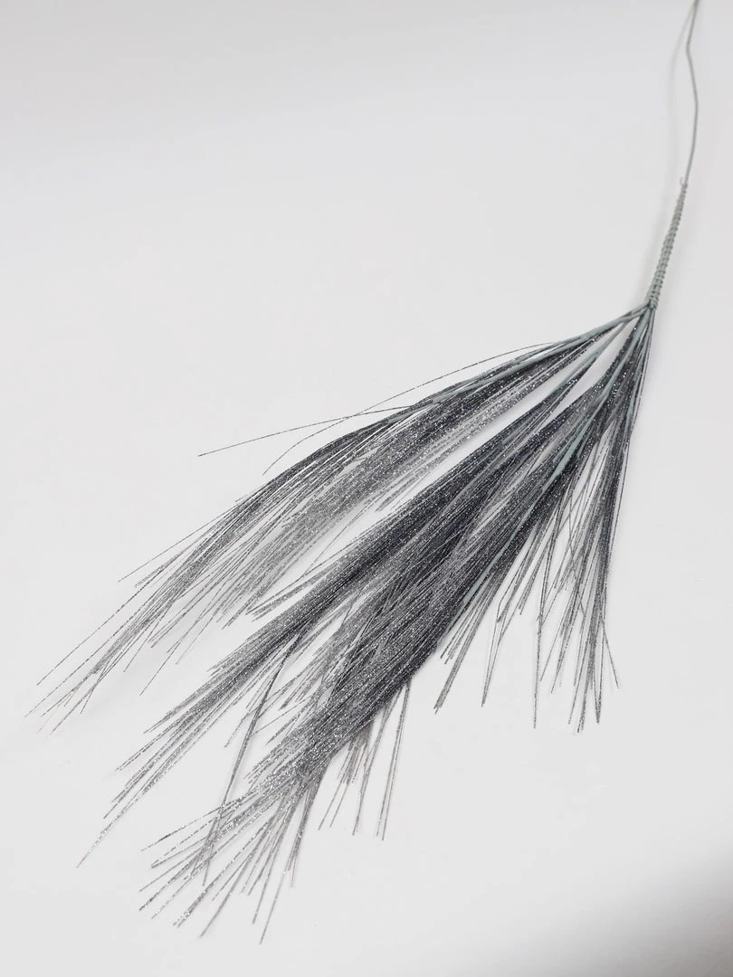 Inspire Me! Home Decor Black & Silver Glitter Faux Feathers Stem