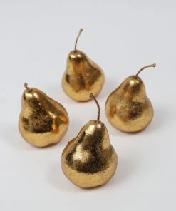 Inspire Me! Home Decor Gold Metallic Decorative Pears (Set Of 4)