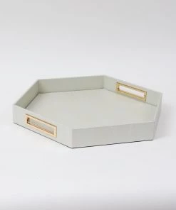 Inspire Me! Home Decor Pearlized Hexagon Trays With Gold Handles (2 Sizes)