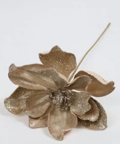 Inspire Me! Home Decor Gold Glittered Magnolia Stem