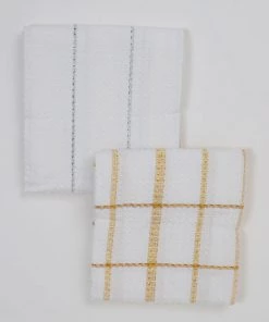 Inspire Me! Home Decor Set Of 2 Metallic Thread Gold Silver Dish Cloths