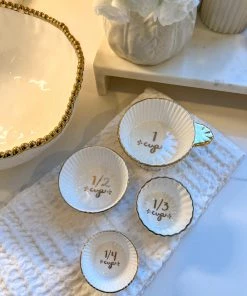 Inspire Me! Home Decor 4 Piece White With Gold Trim Measuring Cups