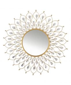 Inspire Me! Home Decor Golden Jeweled Sunburst MIrror