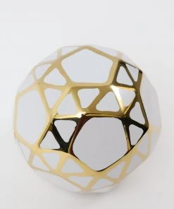 Inspire Me! Home Decor Ceramic White And Gold Orb