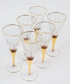Inspire Me! Home Decor Set Of 6 Gold Stemmed Wine Glasses