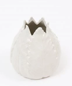 Inspire Me! Home Decor White Ceramic Glazed Leaf Vase