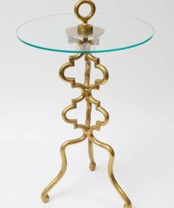 Inspire Me! Home Decor Gold Metal Side Table With Glass Top