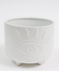 Inspire Me! Home Decor White Ceramic Evil Eye Planter (2 Sizes)