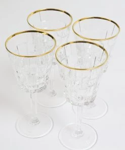 Inspire Me! Home Decor Set Of 4 Goblets With Gold Rim