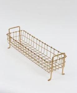 Inspire Me! Home Decor Footed Gold Wired Rectangular Basket (3 Sizes)