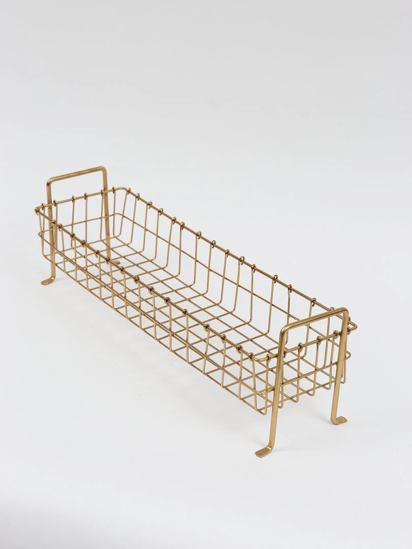Inspire Me! Home Decor Footed Gold Wired Rectangular Basket (3 Sizes)