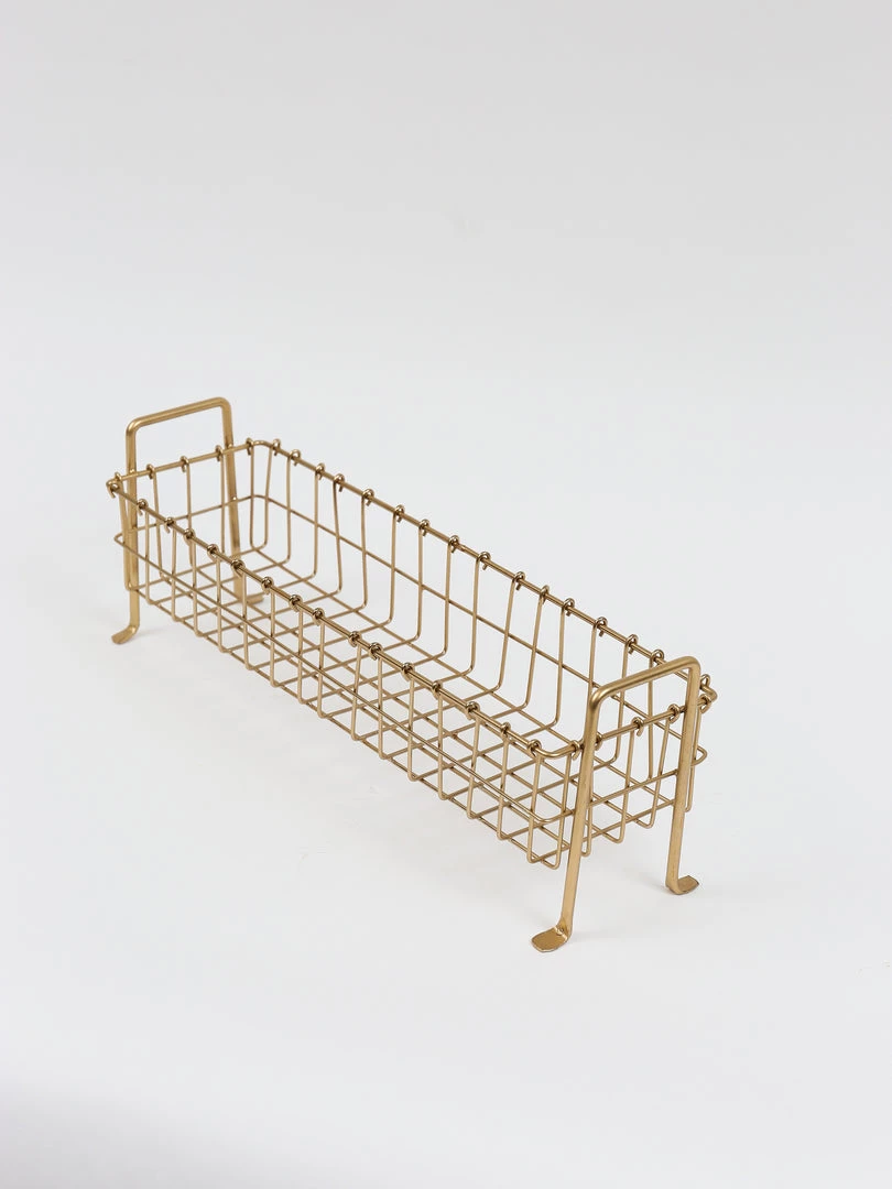 Inspire Me! Home Decor Footed Gold Wired Rectangular Basket (3 Sizes)