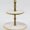 Inspire Me! Home Decor Two-Tiered Marble Cake Stand With Gold Base