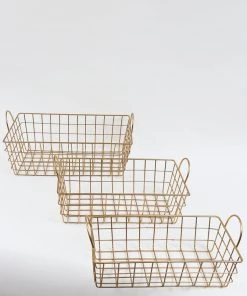 Inspire Me! Home Decor Gold Rectangular Wired Basket (3 Sizes)