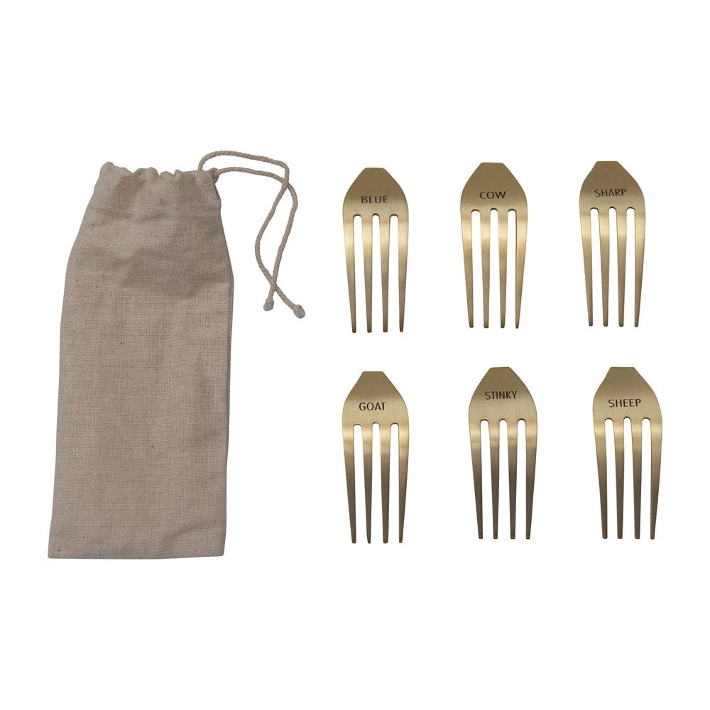 Inspire Me! Home Decor Gold Fork Cheese Markers (Set Of 6)
