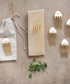 Inspire Me! Home Decor Gold Fork Cheese Markers (Set Of 6)