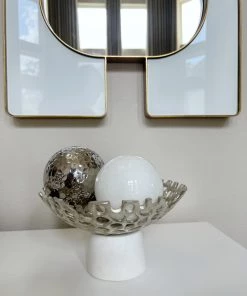 Inspire Me! Home Decor Textured Design Bowl With White Marble Base (2 Colors)