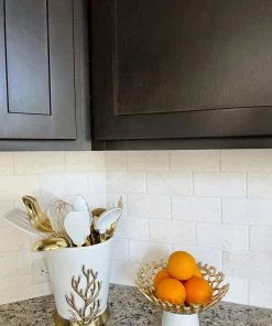 Inspire Me! Home Decor Textured Design Bowl With White Marble Base (2 Colors)