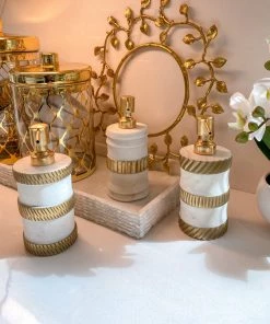 Inspire Me! Home Decor Marble And Gold Triple Striped Soap Dispenser