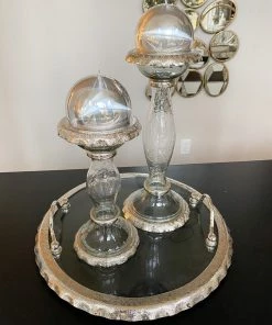 Inspire Me! Home Decor Glass Candle Holder With Silver Ruffle Detail (2 Sizes)