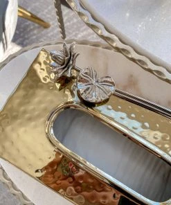 Inspire Me! Home Decor Gold & Silver Metal Tissue Box Cover With Floral Detail