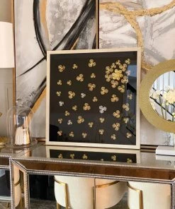 Inspire Me! Home Decor WALL ART & MIRRORS Black Wall Art With Gold And Silver Metal Flowers