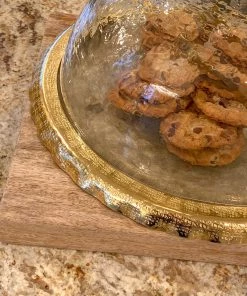 Inspire Me! Home Decor Gold Bordered Glass Cake Dome