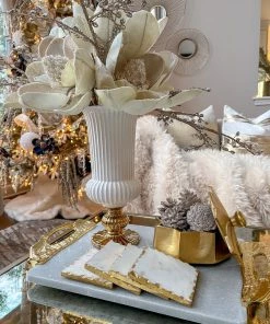 Inspire Me! Home Decor Golden Flower Decorative Box With Lid