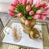 Inspire Me! Home Decor Marble Tray With Gold Branch Textured Handles