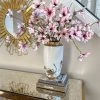 Inspire Me! Home Decor White & Gold Vase With White Floral Design