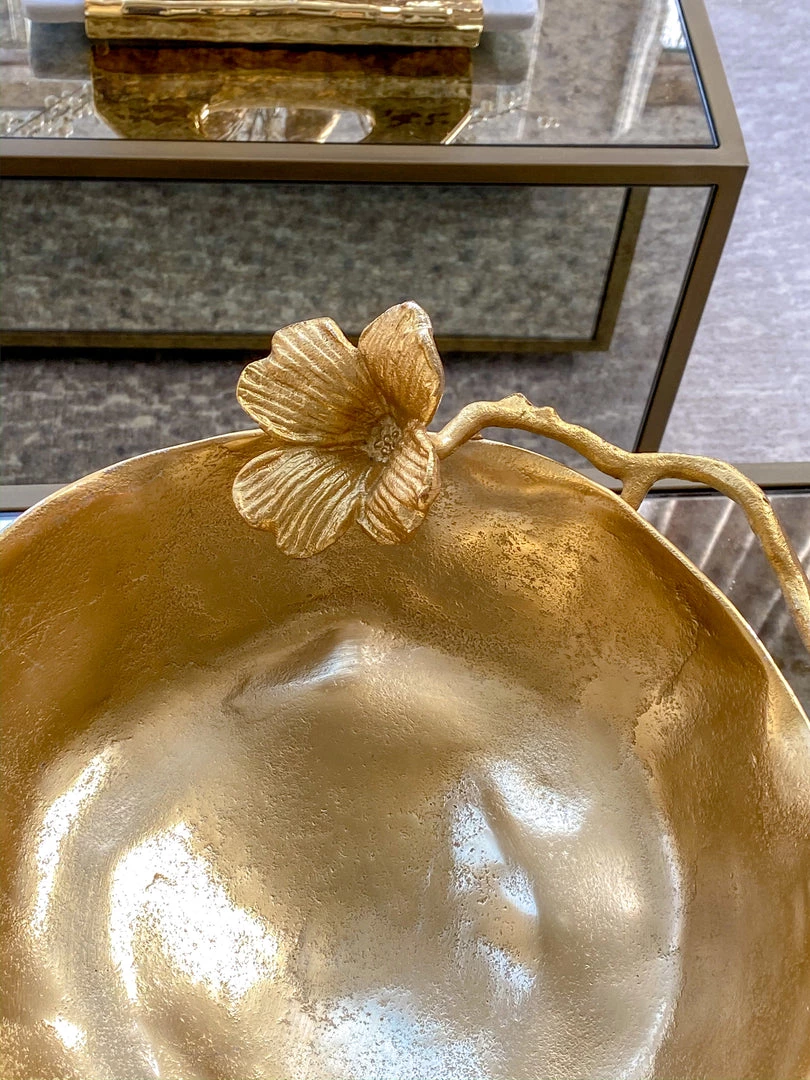 Inspire Me! Home Decor Gold Floral Bowl On Pedestal