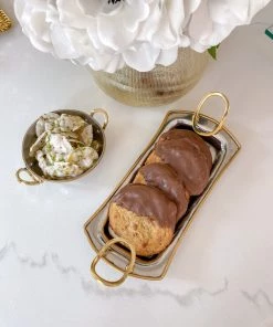 Inspire Me! Home Decor Silver Metal Bowl With Open Hold Handles