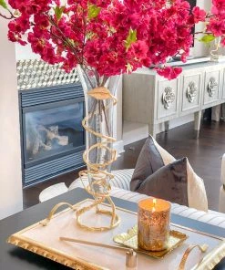 Inspire Me! Home Decor Glass And Metal Spiral Leaf Vase - Gold