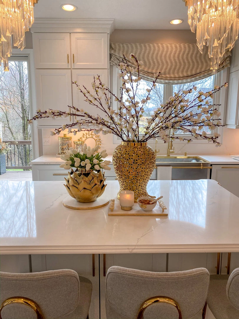 Inspire Me! Home Decor Gold Edged Round Marble Tray