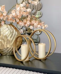 Inspire Me! Home Decor Gold Circle Candle Holders (Set Of 3)