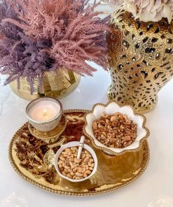 Inspire Me! Home Decor Gold Oval Beaded Platter