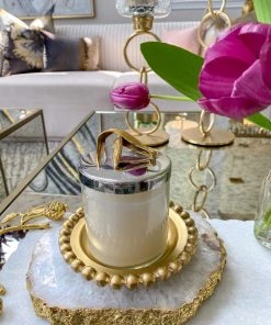 Inspire Me! Home Decor Silver And Gold Detailed Lid Candle - Vanilla (6 Styles)