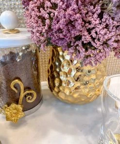 Inspire Me! Home Decor Large Hammered Gold Metallic Ceramic Planter Pot (5.75