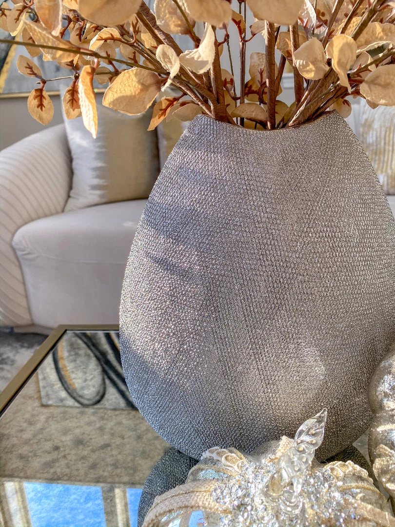 Inspire Me! Home Decor Ceramic Textured Metallic Vase ( Gold & Silver )