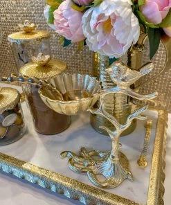 Inspire Me! Home Decor Snack Bowl On Gold Tree Stand With Bird