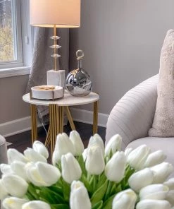 Inspire Me! Home Decor Round Marble Bowl W/ Gold Metal Base