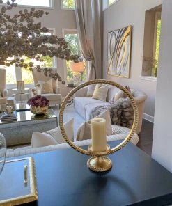 Inspire Me! Home Decor Large Gold Ring Beaded Candleholder