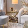 Inspire Me! Home Decor Gold Geometric Glass Top Side Table
