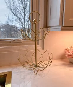 Inspire Me! Home Decor Gold Flower Shaped Metal Two-Tiered Display