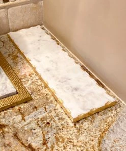 Inspire Me! Home Decor Marble Metallic Edged Rectangle Tray (2 Colors)