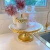 Inspire Me! Home Decor Marble Cake Stand With Ripple Edge (2 Colors) Gold