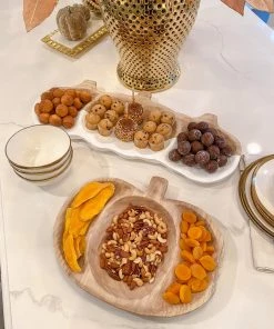 Inspire Me! Home Decor Large White Washed Wooden Pumpkin Tray KITCHEN