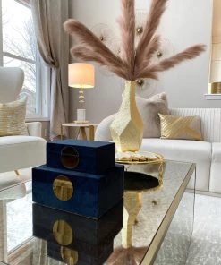 Inspire Me! Home Decor Set Of 2 Velvet Black Boxes With Gold Circle